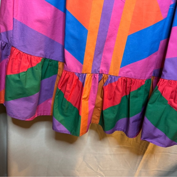 Farm Rio Amanda Stripes Colorful Mini Tiered Ruffles Dress - Picture 6 of 10